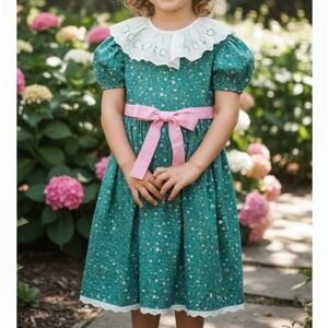 Vintage 80's Jayne Copeland Floral Ditsy Bertha Collar Prairie Dress 6X